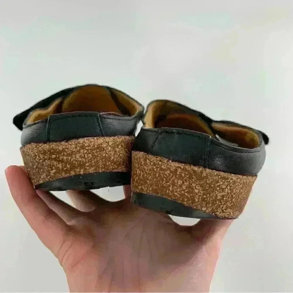 Haflinger adventure flats 39 black leather cork slip on mules walking comfort - Picture 11 of 13